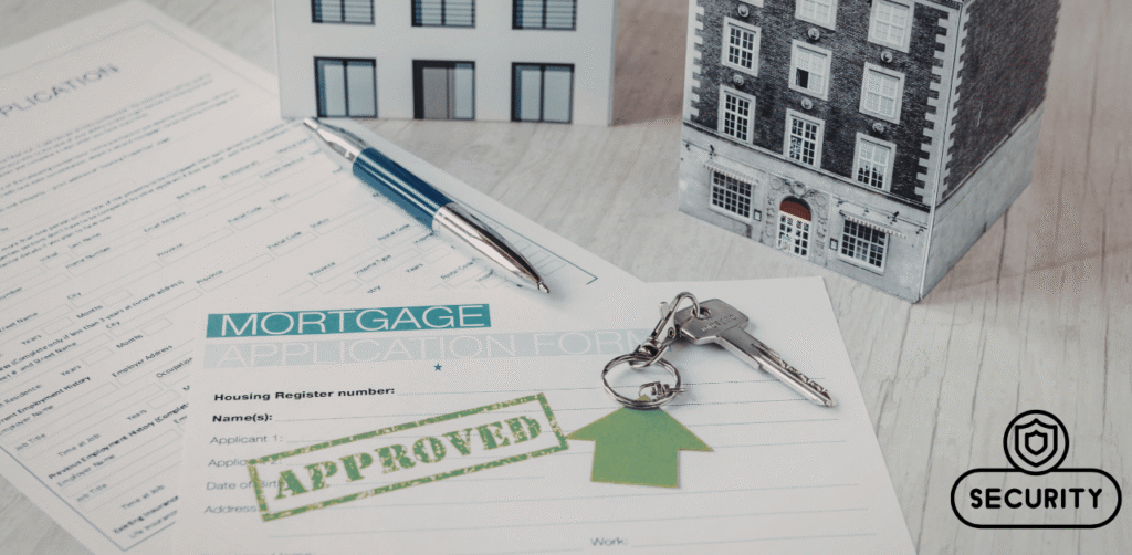 Mortgage notes application form with security key, illustrating secured business notes